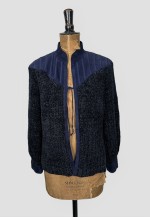 Graumann Vintage 70's Blue Suede Fabric Long Sleeve Jacket