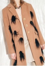 Vintage Faux Fur Coat 90s Reworked Wool Overcoat in Brown
