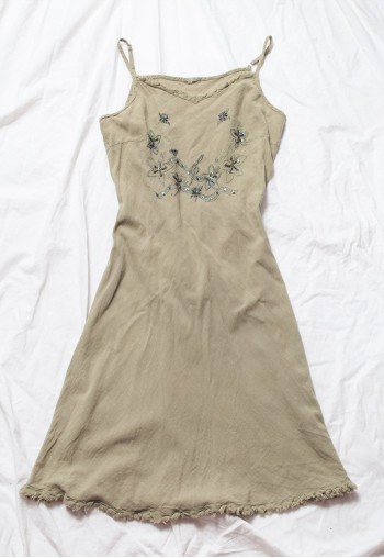 Vintage Y2K Whimsigoth Slip Dress in Khaki