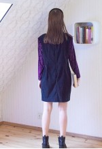 Black suede like dress with purple velour sleeves