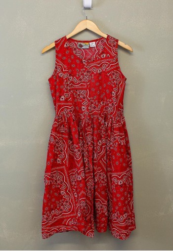 Vintage Y2K Paisley Summer Dress Red Pleated With Patterns